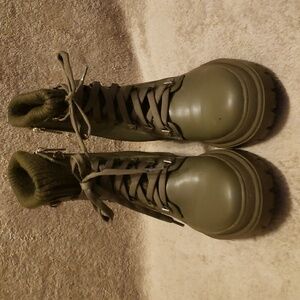 JLO Olive Green Lace-Up Boots